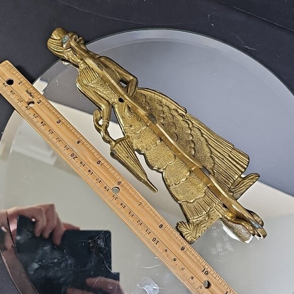 Vintage Solid Brass Woman Decorative Retractable Wall Clothes Hanger - Picture 11 of 11